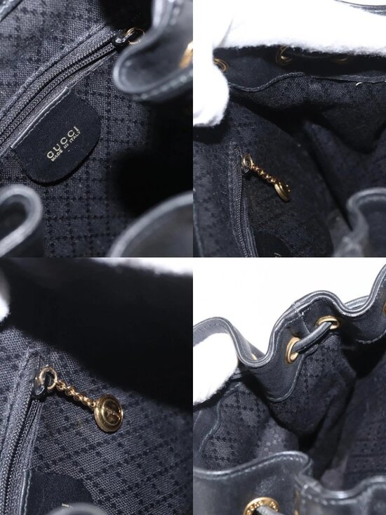 GUCCI Bamboo Backpack Leather Black Gold 003 2058 0030 Auth gh1708 main image 10